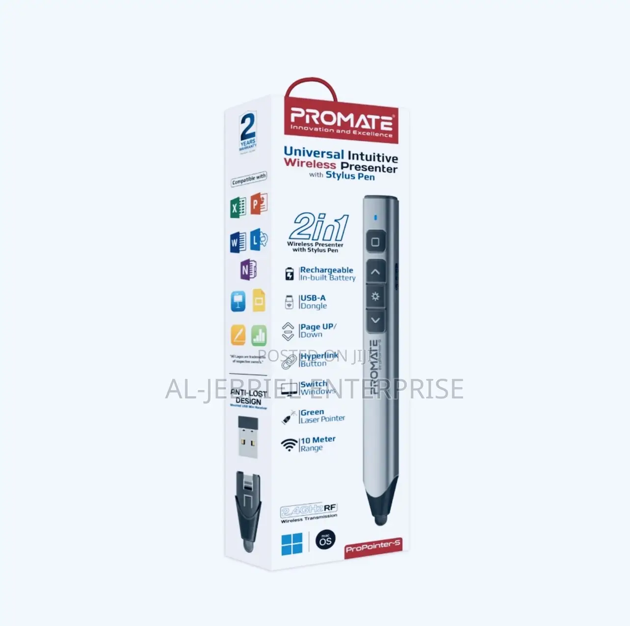 Universal Wireless Promate 220mah Presenter +Stylus Pen -10m