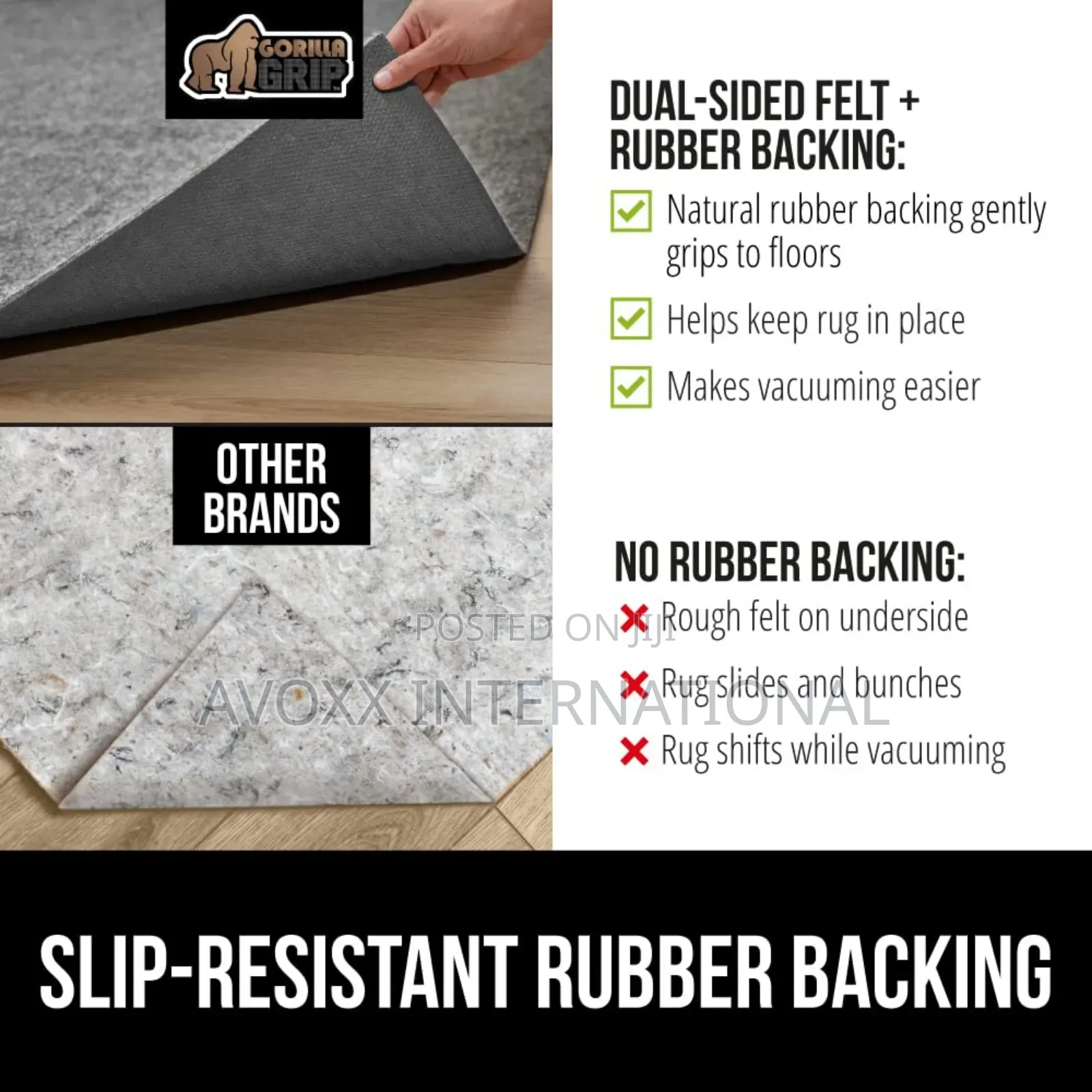 Gorilla Grip Felt Stay in Place Slip Resistant Rug Pad 5"X7"