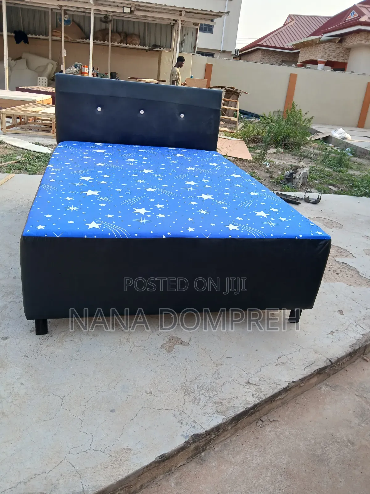 Blue and Black Inbuilt Double Bed