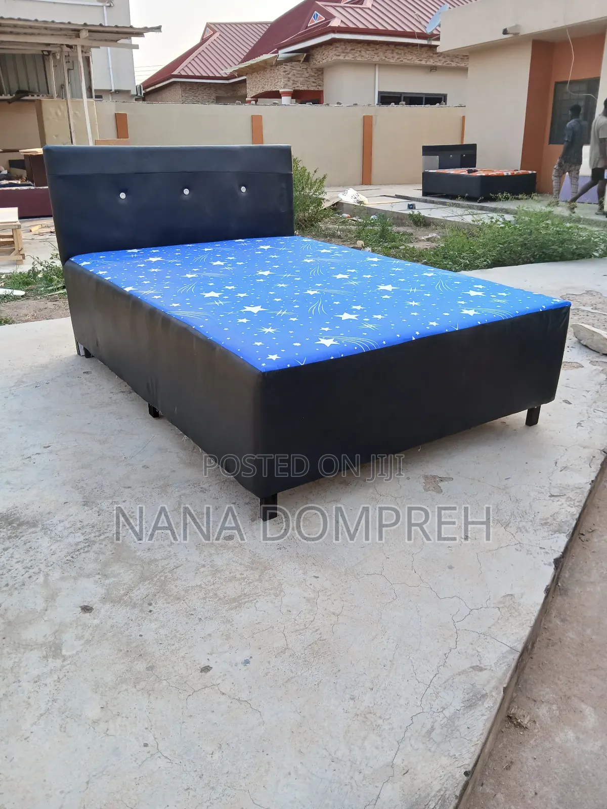 Blue and Black Inbuilt Double Bed