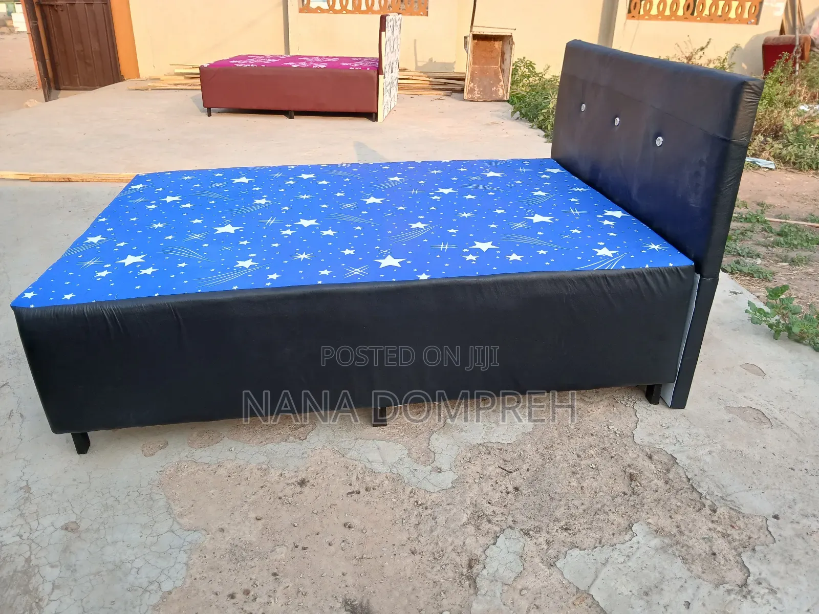 Blue and Black Inbuilt Double Bed