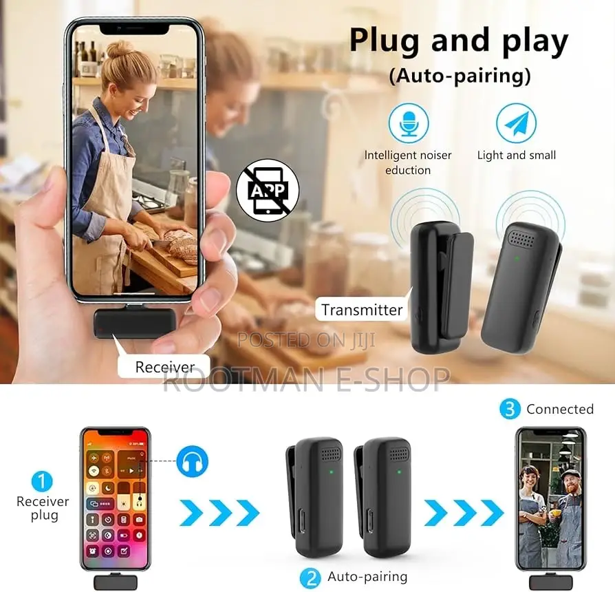 Wireless Microphone for iPhone, Mini Lapel Mic for Recording