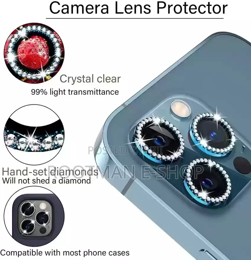 Sparkling Stone Diamond Camera Lens for iPhones(Metal Alloy)