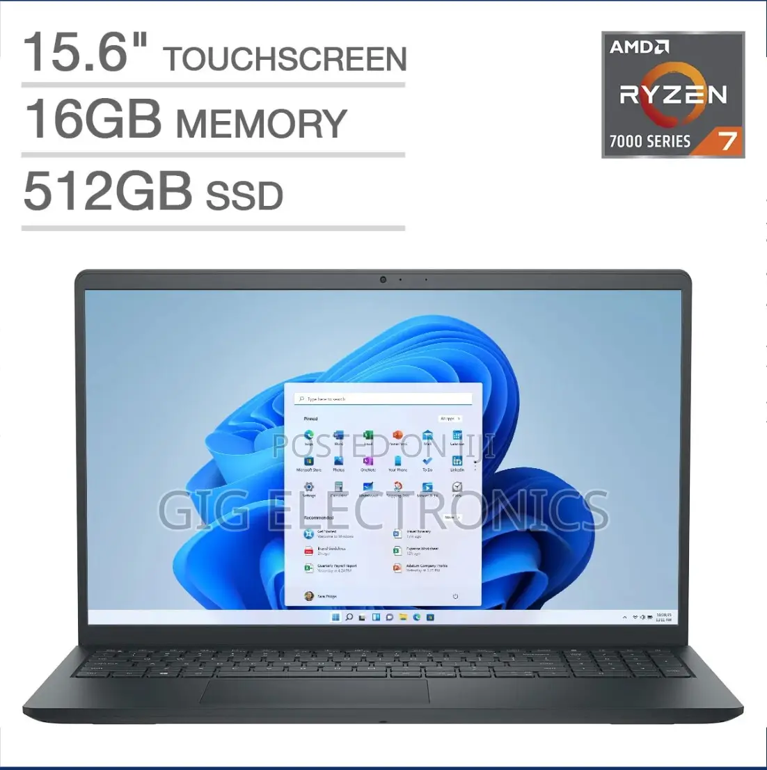 New Laptop Dell Inspiron 15 16GB AMD Ryzen 7 SSD 512GB
