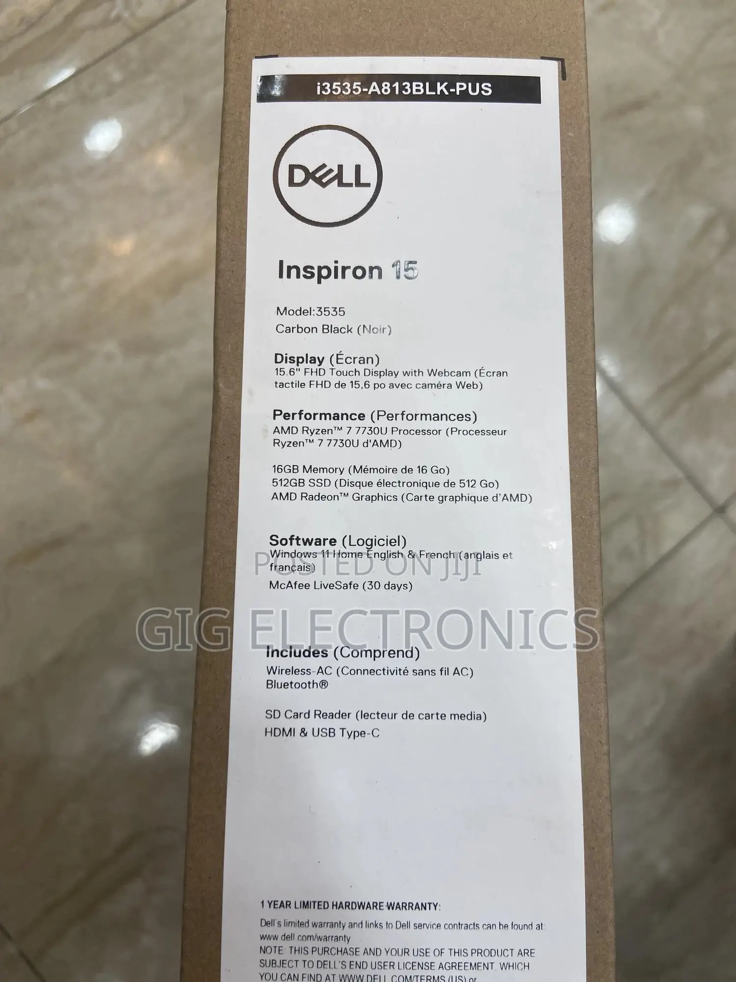 New Laptop Dell Inspiron 15 16GB AMD Ryzen 7 SSD 512GB
