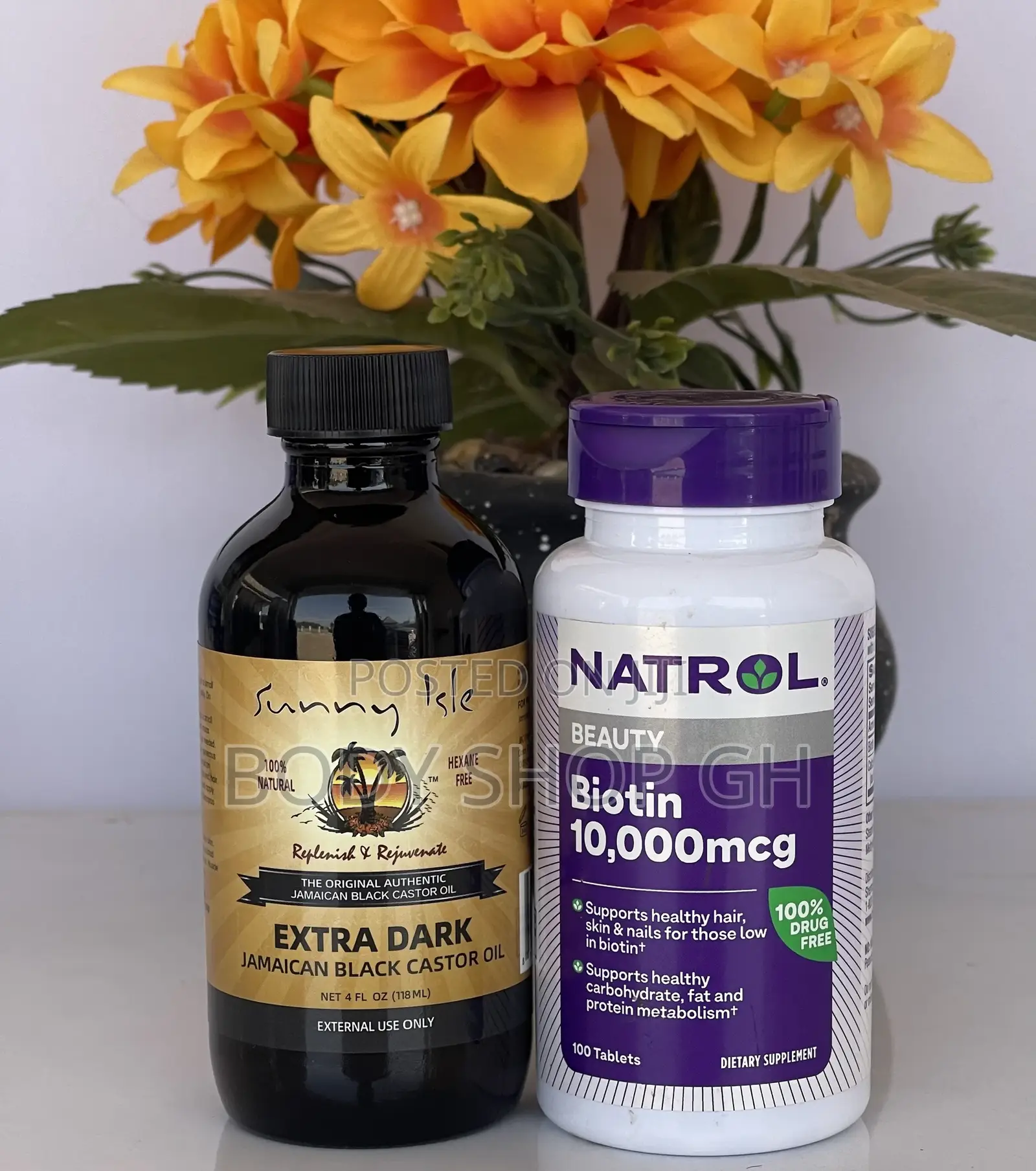 Natrol Biotin 10000 MCG + Jamaican Black Castor Oil for Hair