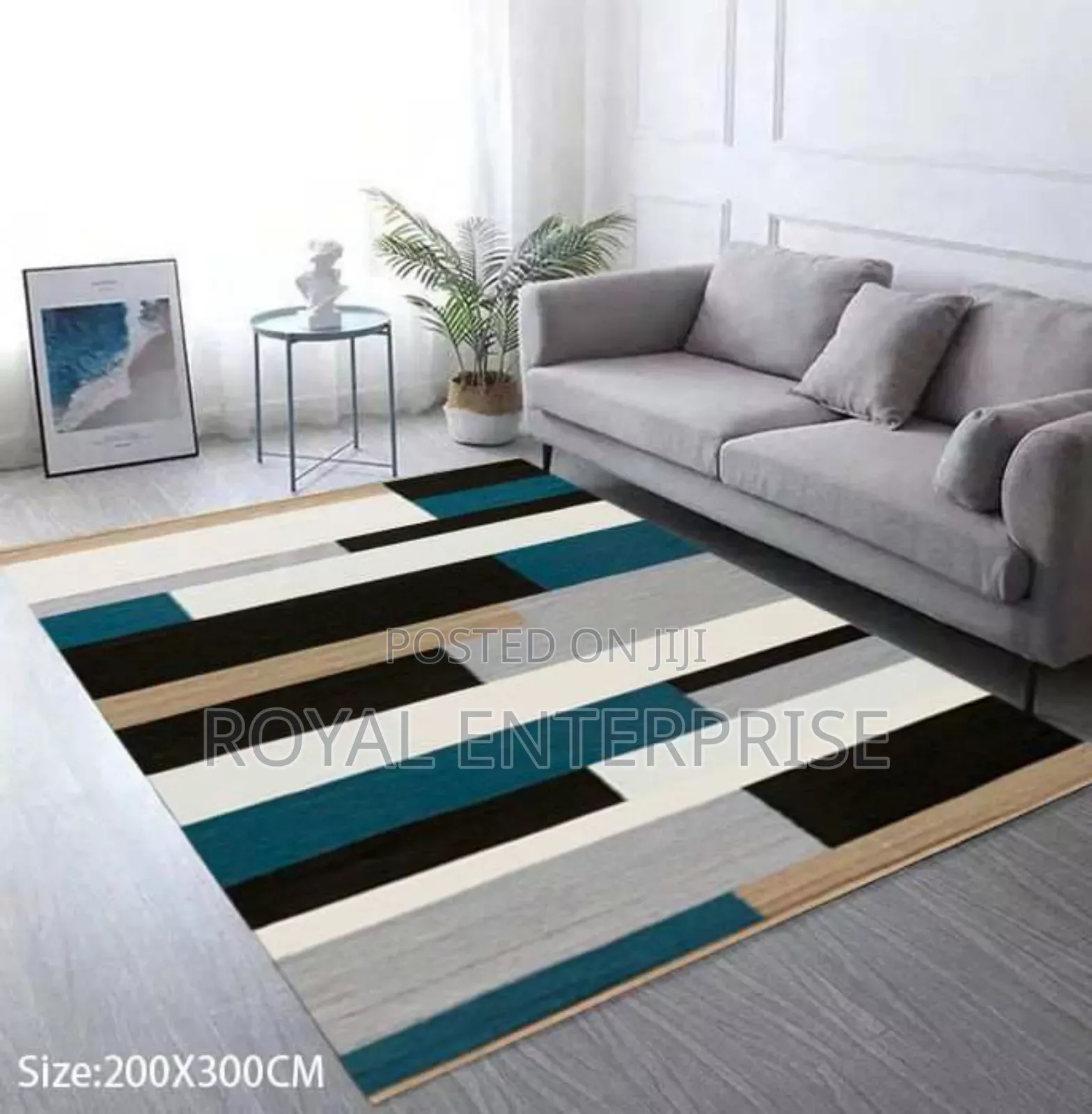 Modern Printed Area Rug Gel Foam Backing Anti Slip