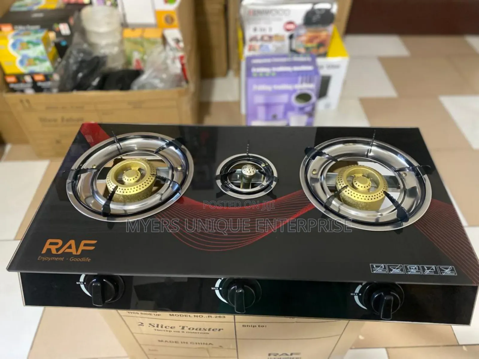 High Efficiency Raf 3 Burner Auto Ignition Gas Stove