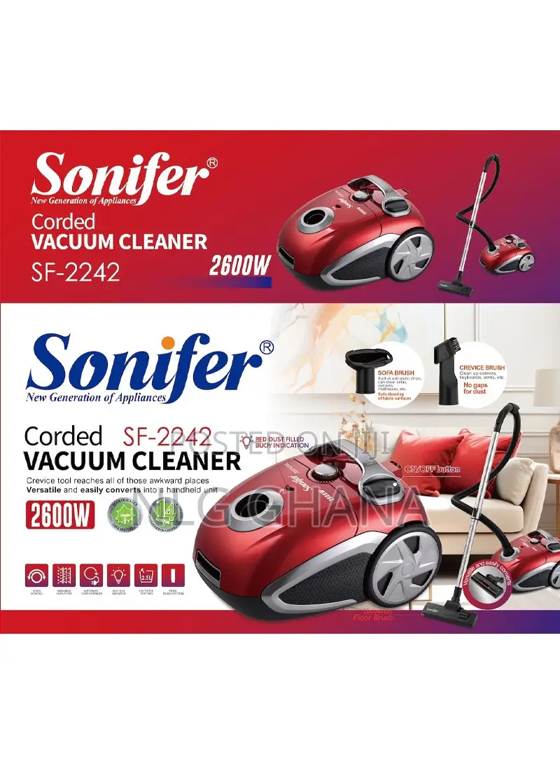 2600W 2.5L Dust Bag Corded Vacuum Cleaner With Red Dust Fill