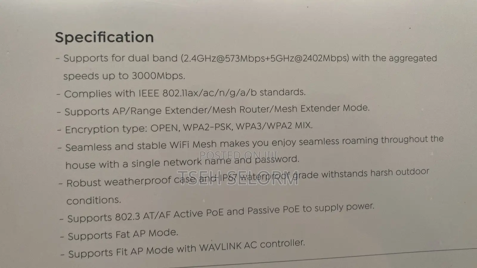 Wavlink AX3000 HD10 Outdoor Wifi 6 Repeater