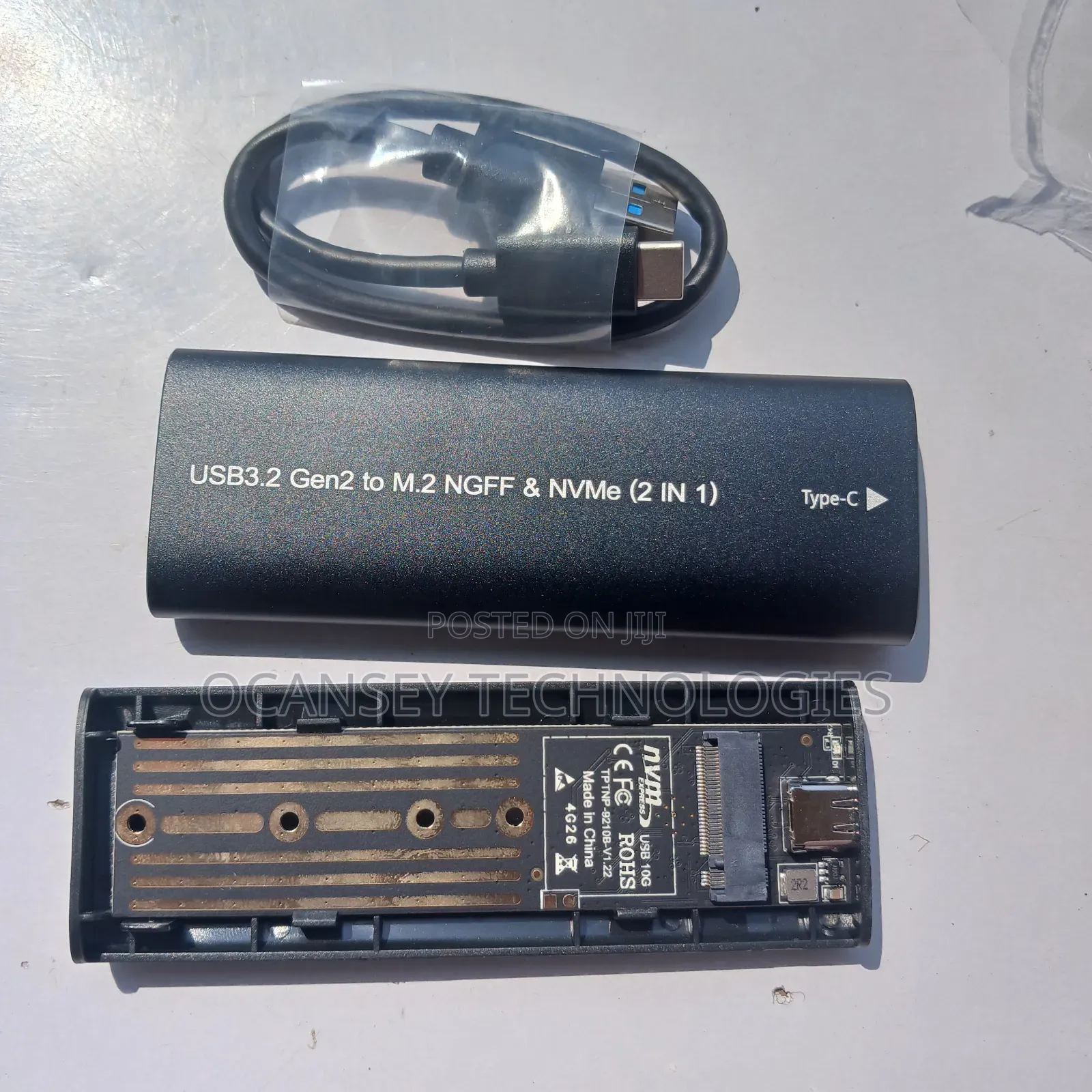 Original USB 3.2 Gen 2 to M.2 NGFF Nvme 2 in 1 SSD Case