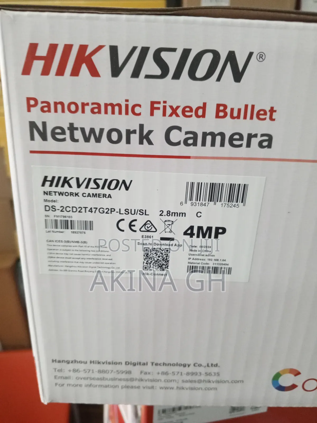 Hikvision 4MP Panoramic Colorvu Fixed Bullet 180° IP Camera
