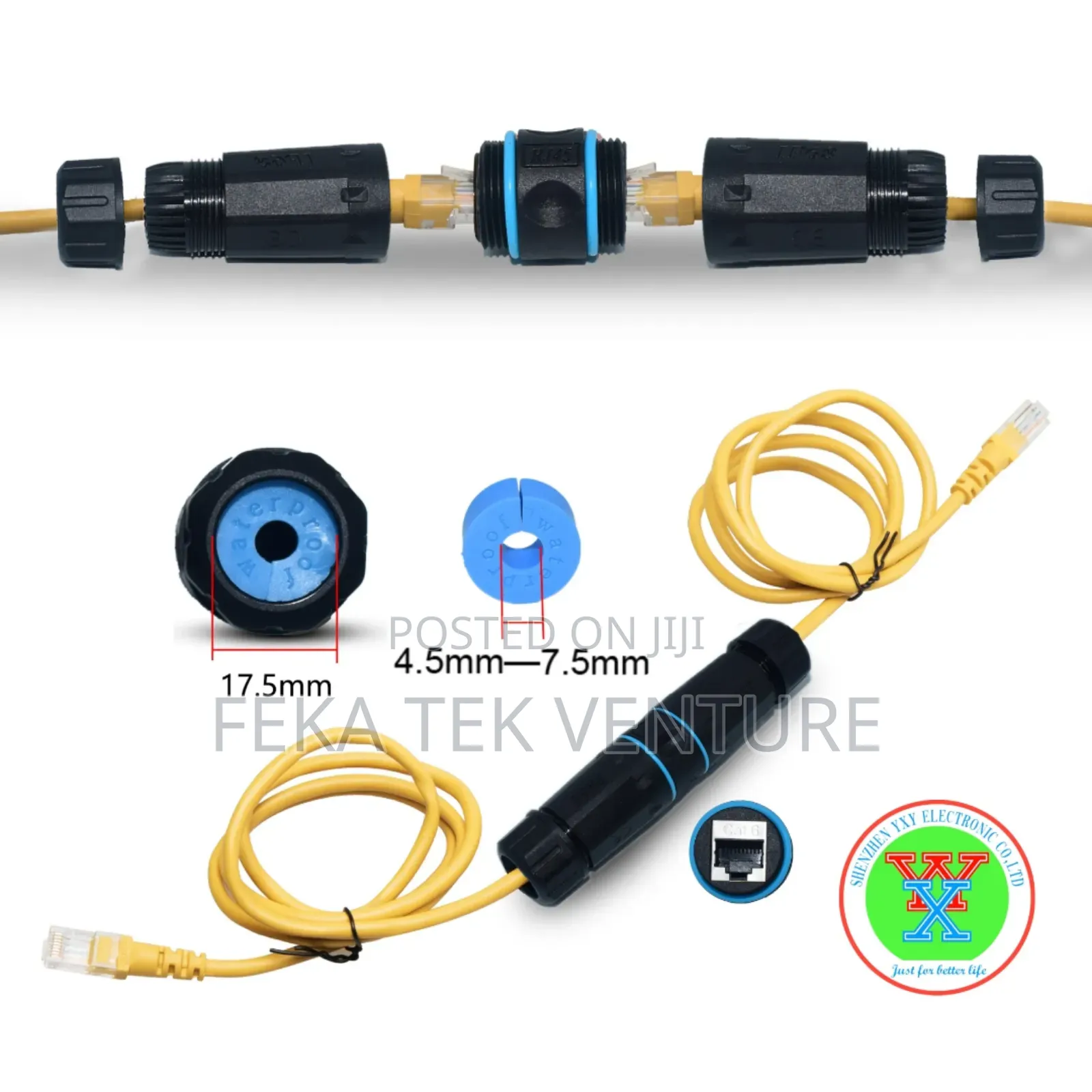 Waterproof RJ45 Female Coupling Cable Extension