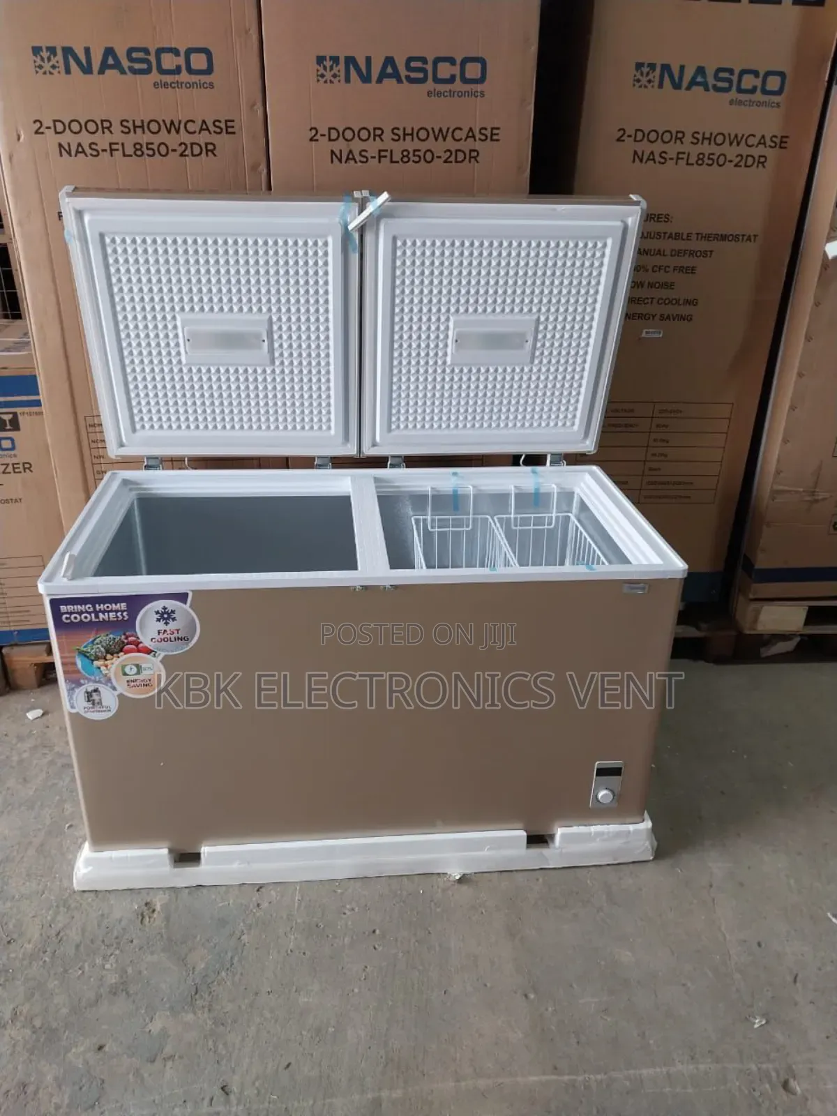 Nasco 425liter Double Door Golden Freezer