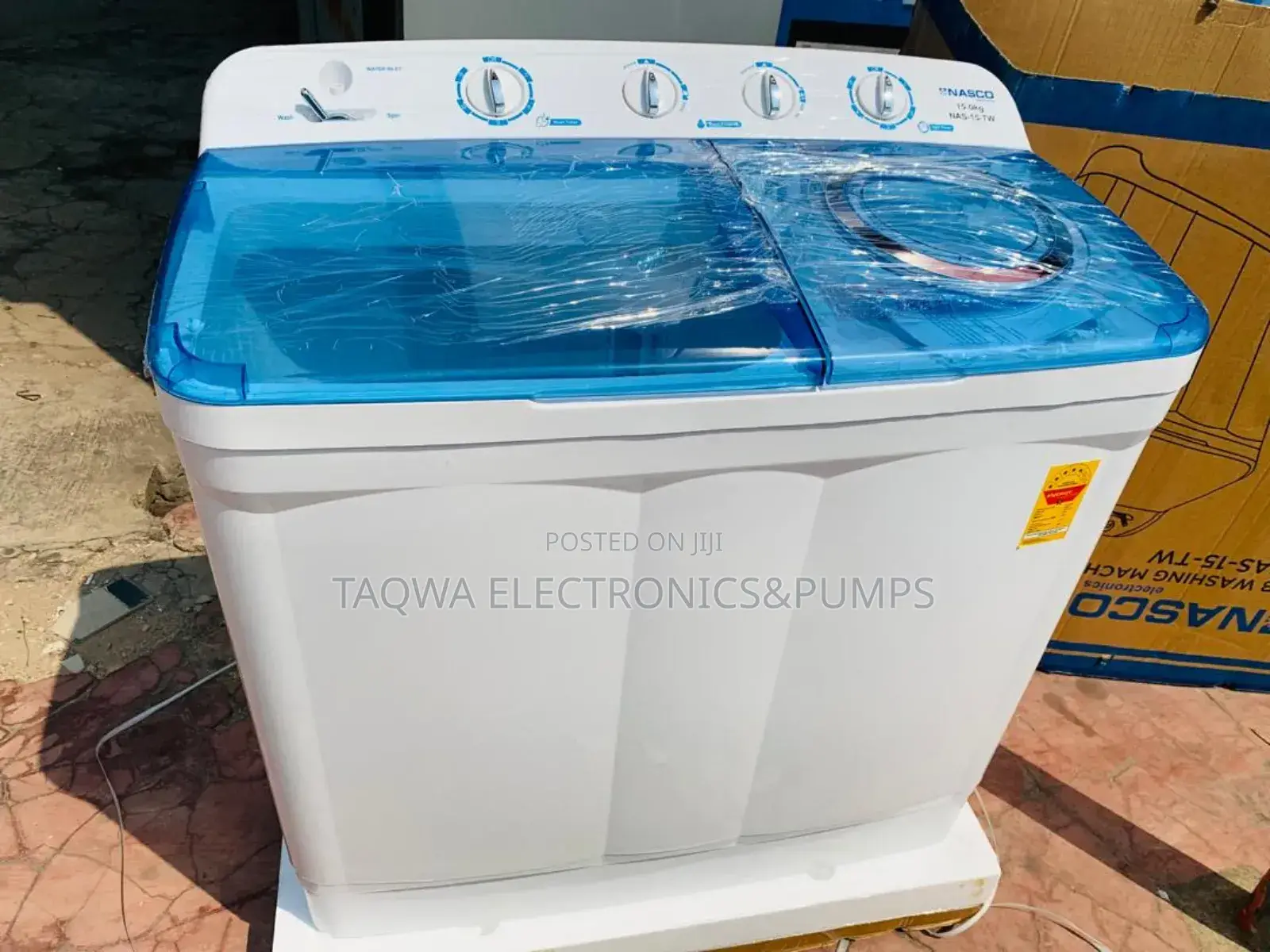 Transparent Lid Nasco 15kg Semi Automatic Washing Machine