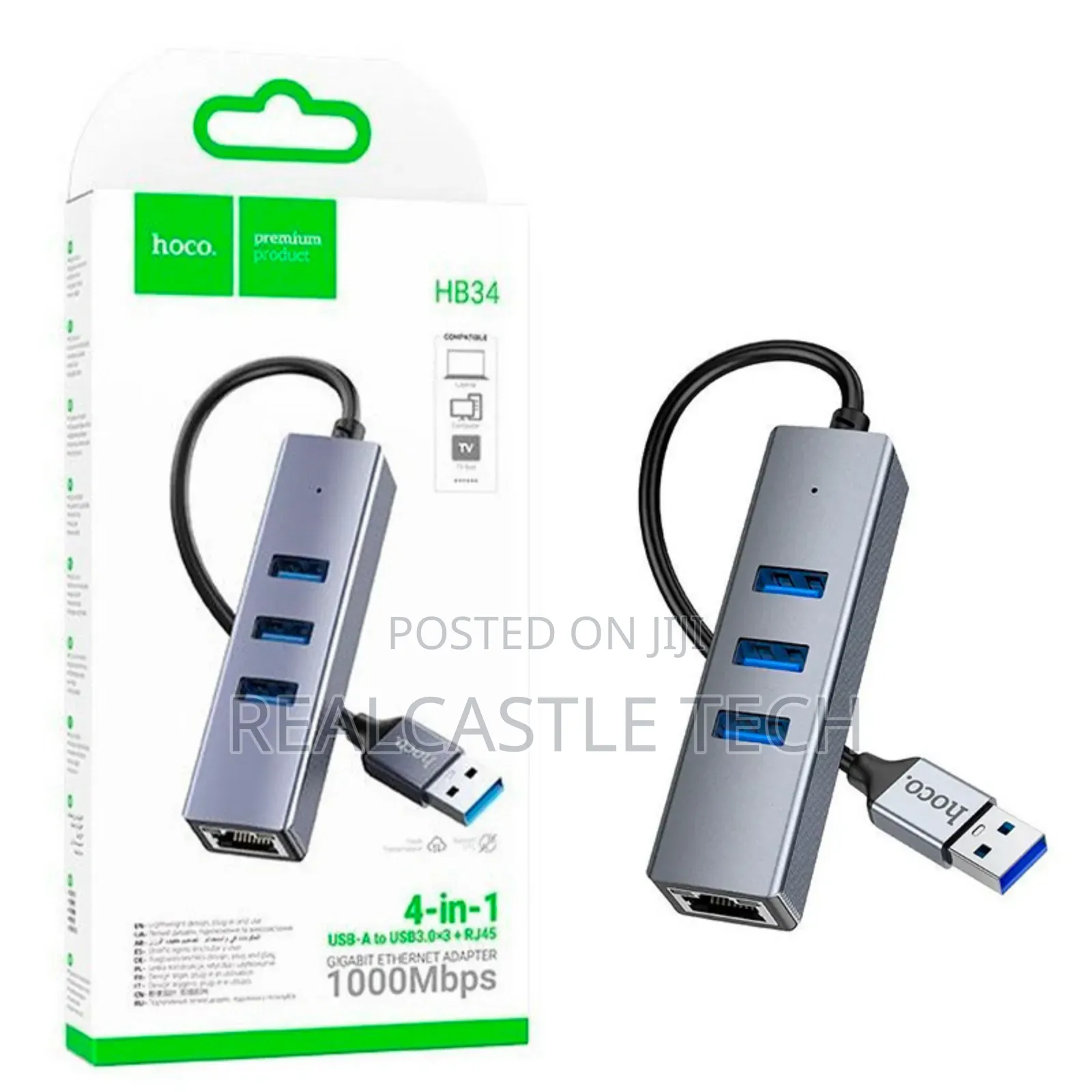 Hoco HB34 4-in-1 Gigabit Ethernet Adapter