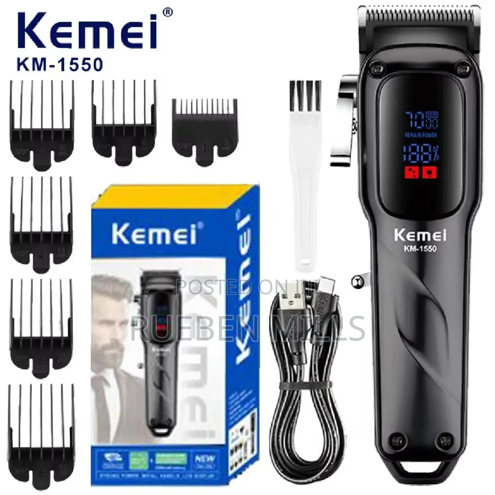 New Design Kemei KM1550 All Metal Cordless Barbering Machine