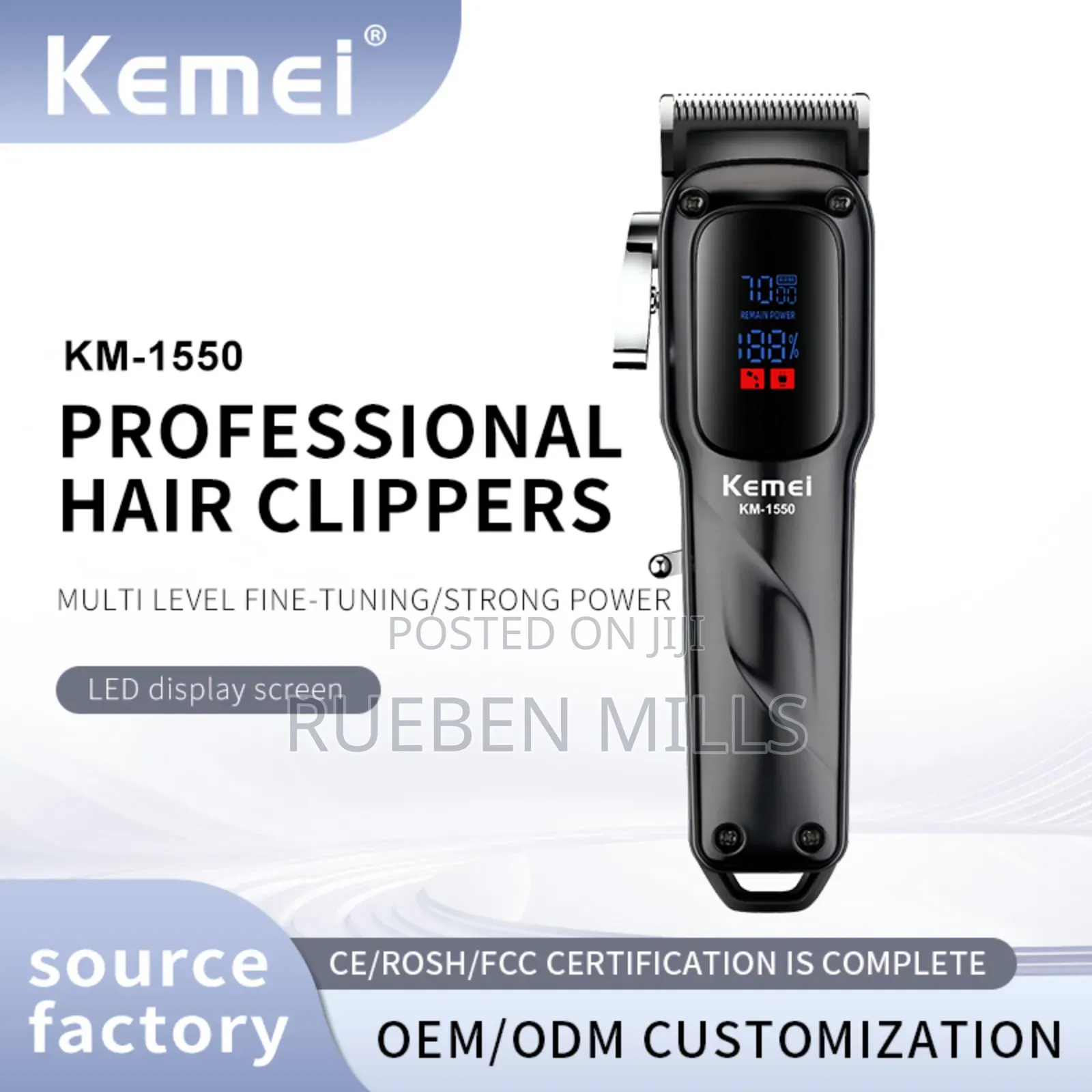 Kemei KM1550 Fine Steel Blade Hair Clipper Barbering Machine