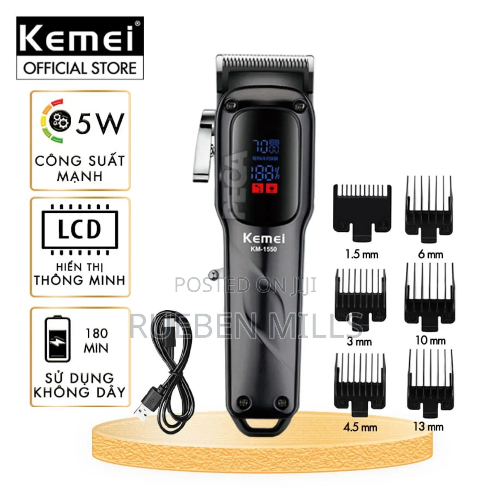 Kemei KM1550 Fine Steel Blade Hair Clipper Barbering Machine