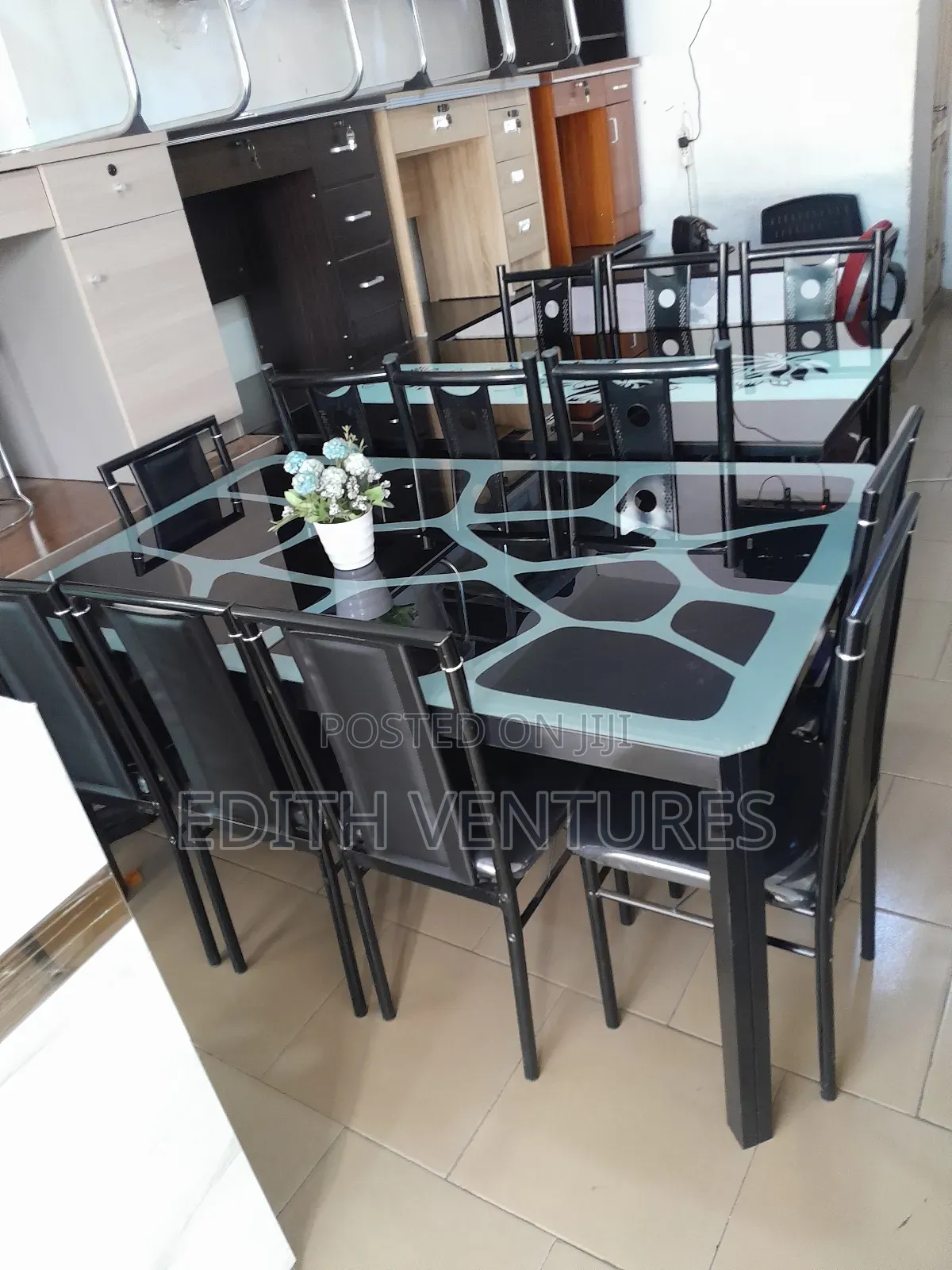 Flat Glass Dining Table With Chairs