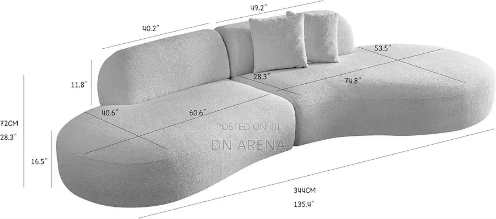 3 Seater Sofa 
Size: Length-220cm Width-100cm Height-70cm