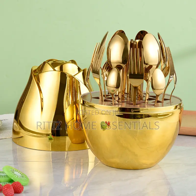 Golden Egg-Shaped Cutlery Set