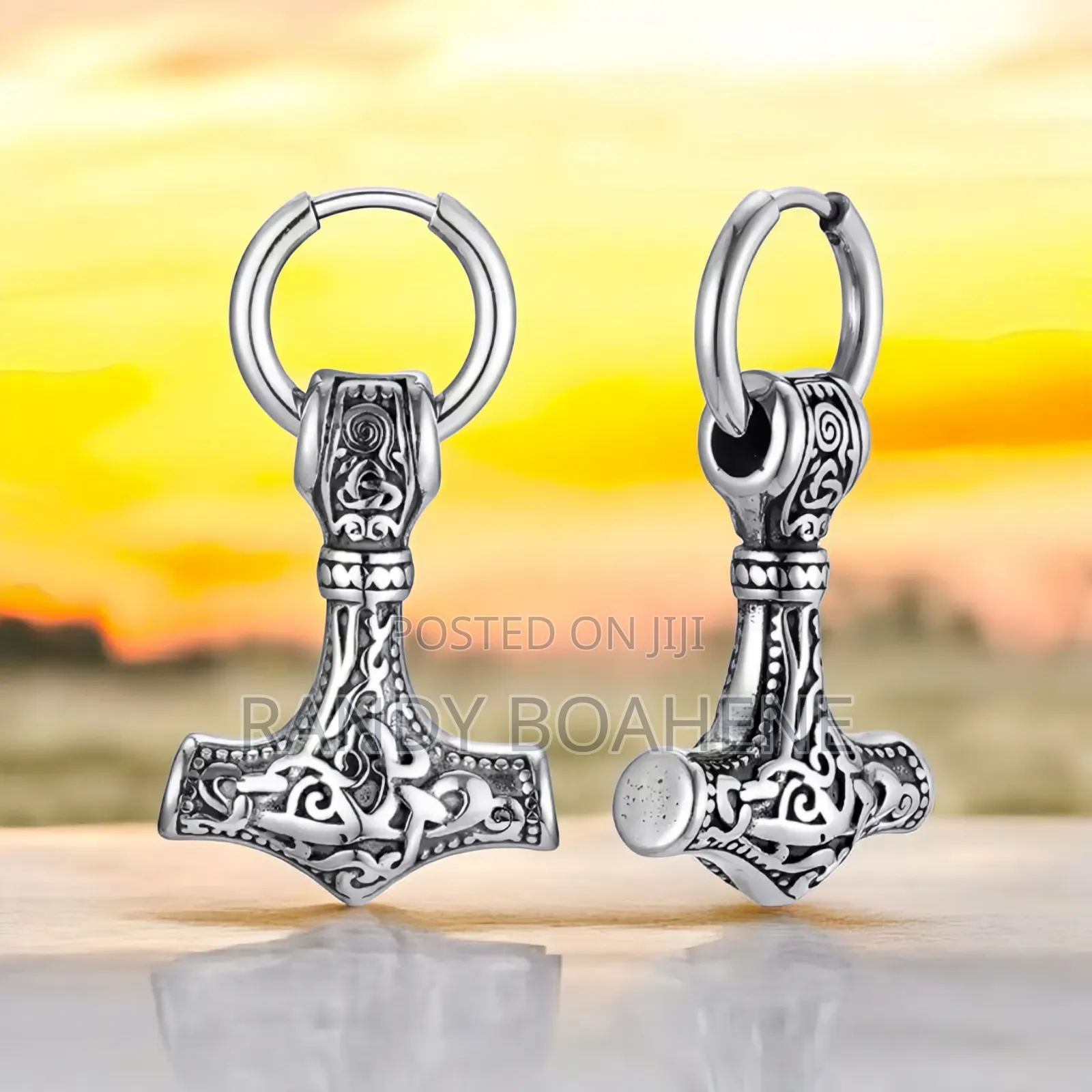 Men Viking Hammer Earrings