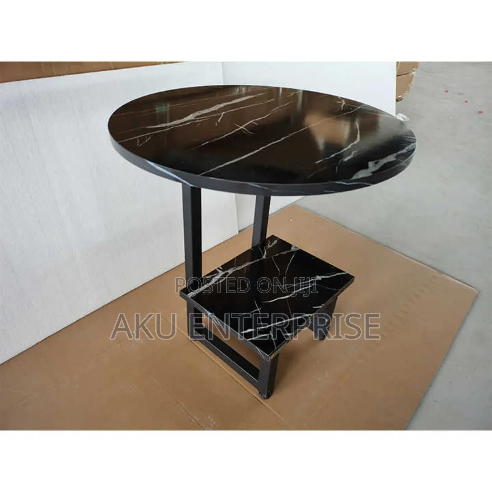 Wood Sofa Side Table Black Marble Texture Coffee Tables