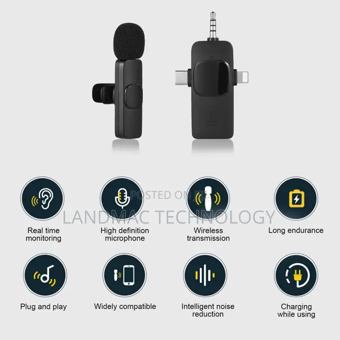 Wireless Mic - Black3-in-1 Wireless Collar Clip Microphone