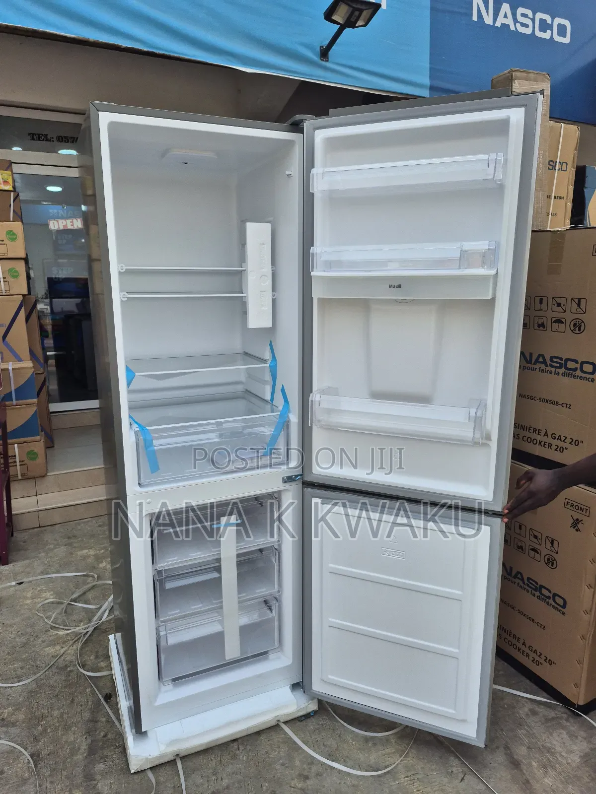 New Nasco 307litres Double Door Fridge With Bottom Freezer