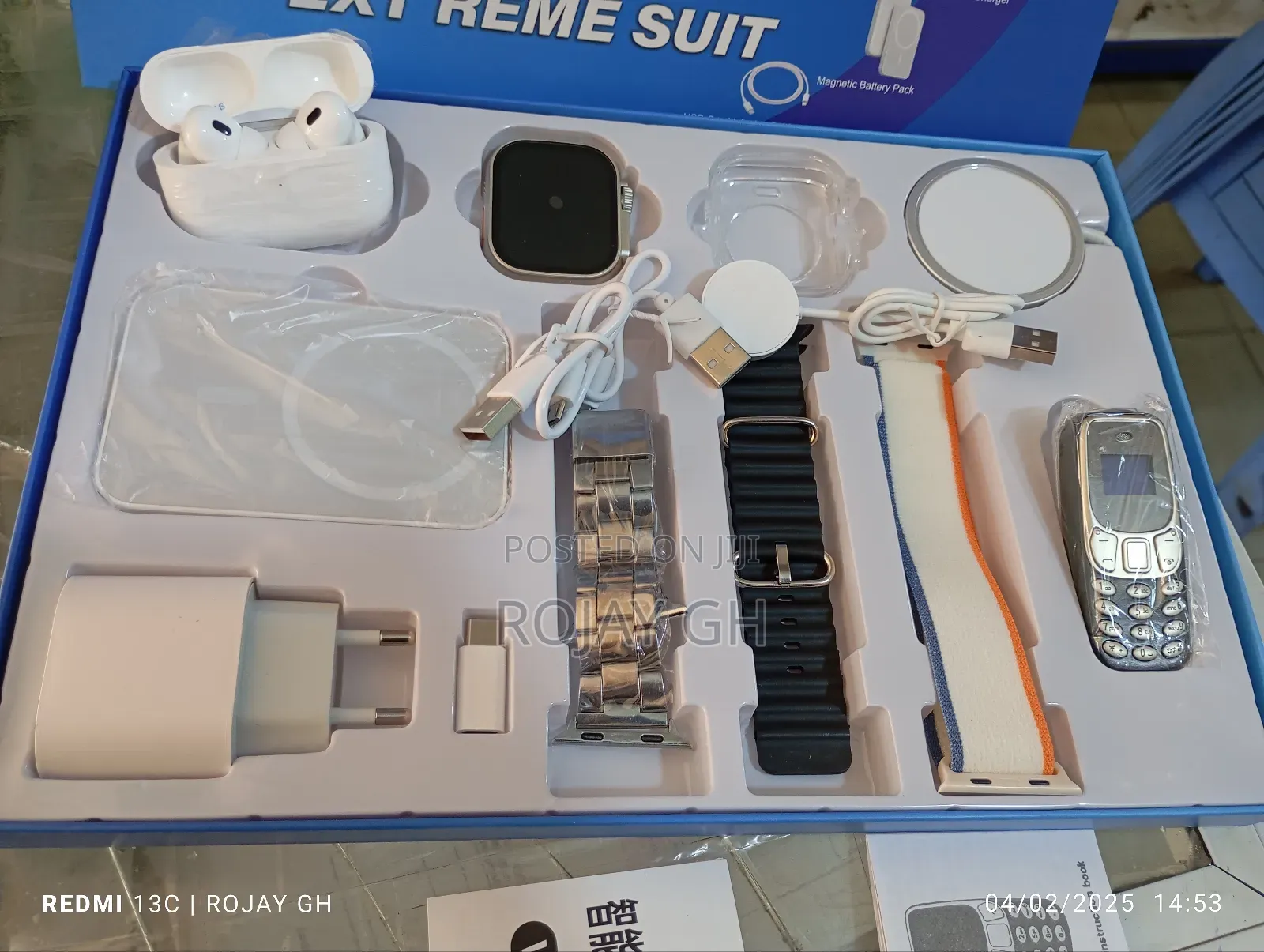 Smartwatch With Mini Nokia Phone, Airpod, Power Bank - Black
