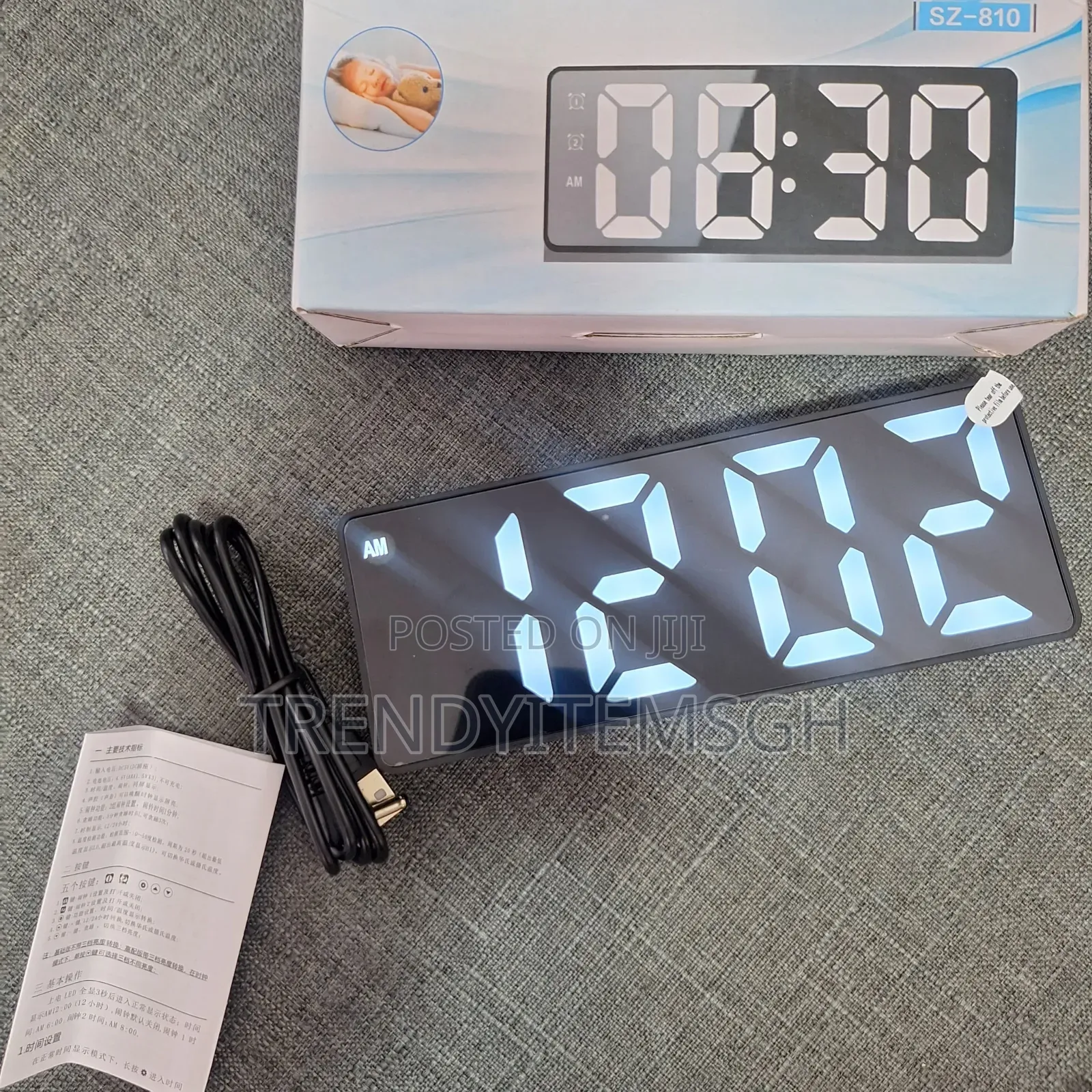 Led Mirror Table Clock Digital Desk Alarm