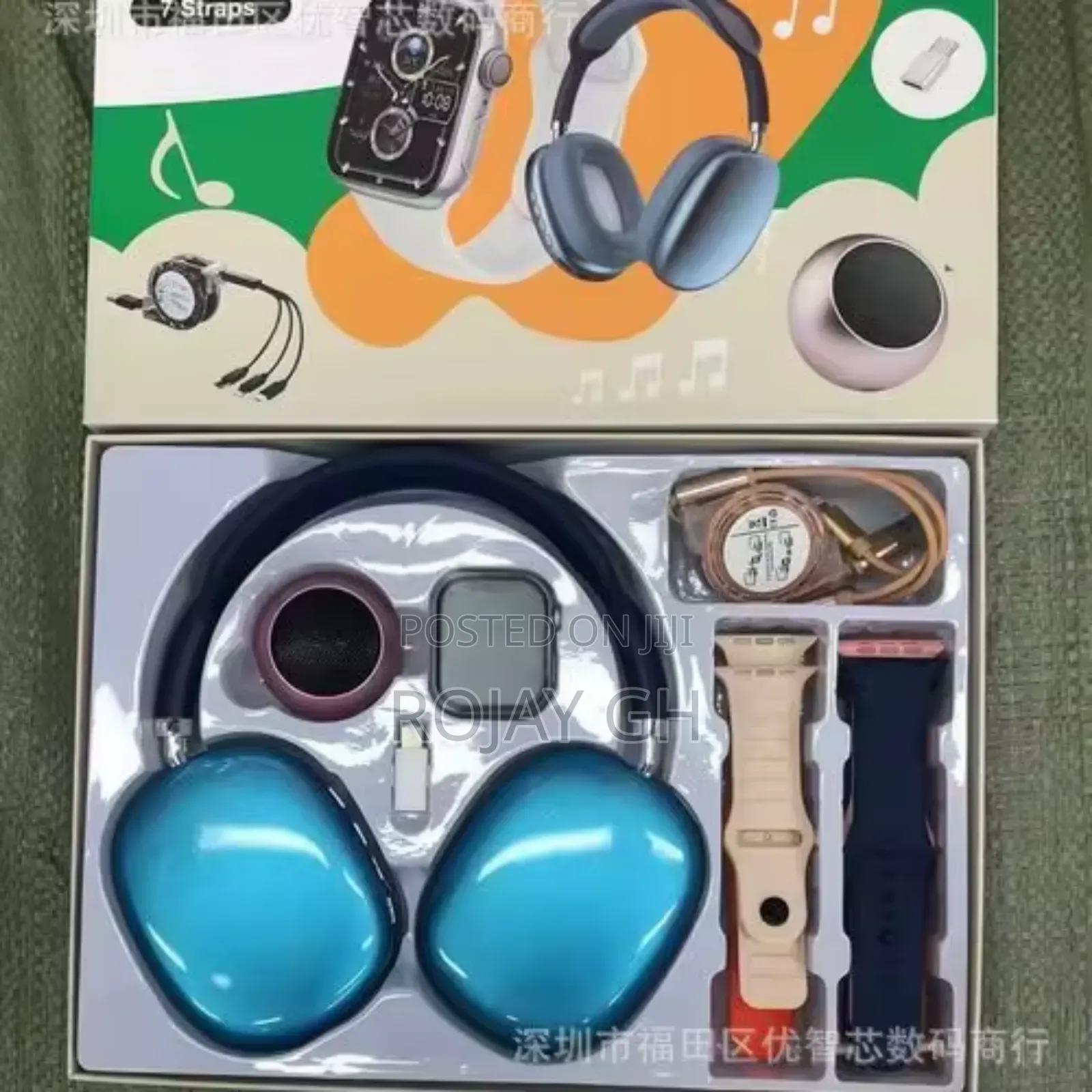 Ultra D-P9 Smart Watch Mini Fan, Airpod - Blue