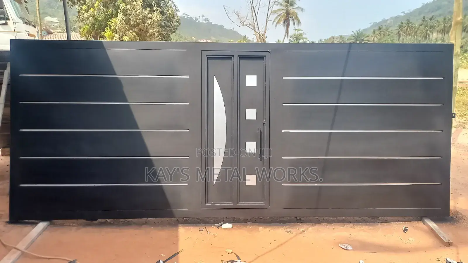 Modern Designer Main Gate | Galvanized Steel Sliding Gate