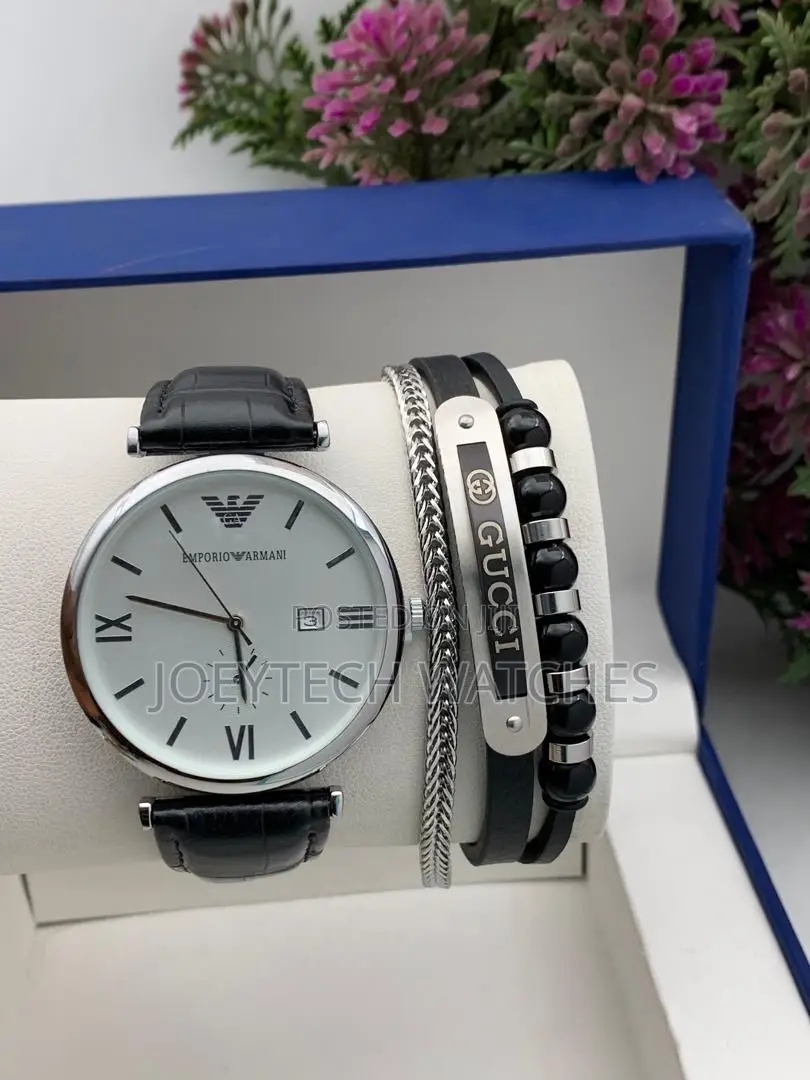 Emporio Armani Leather Watch With Bracelet
