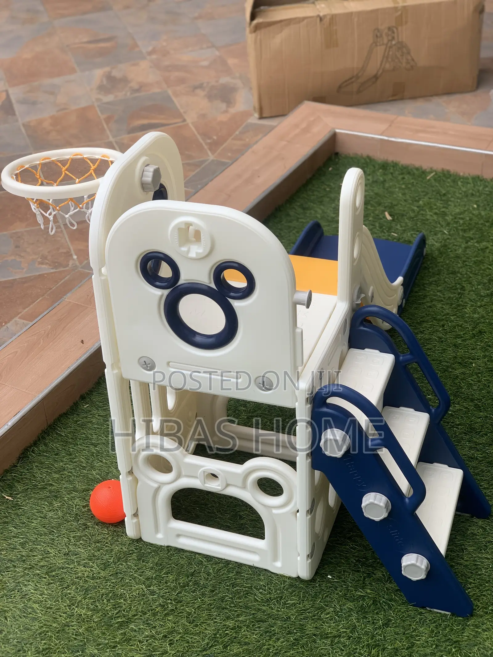 Kids Mickey Plastic Slide With Basket Ball Hoop (180x76x94cm