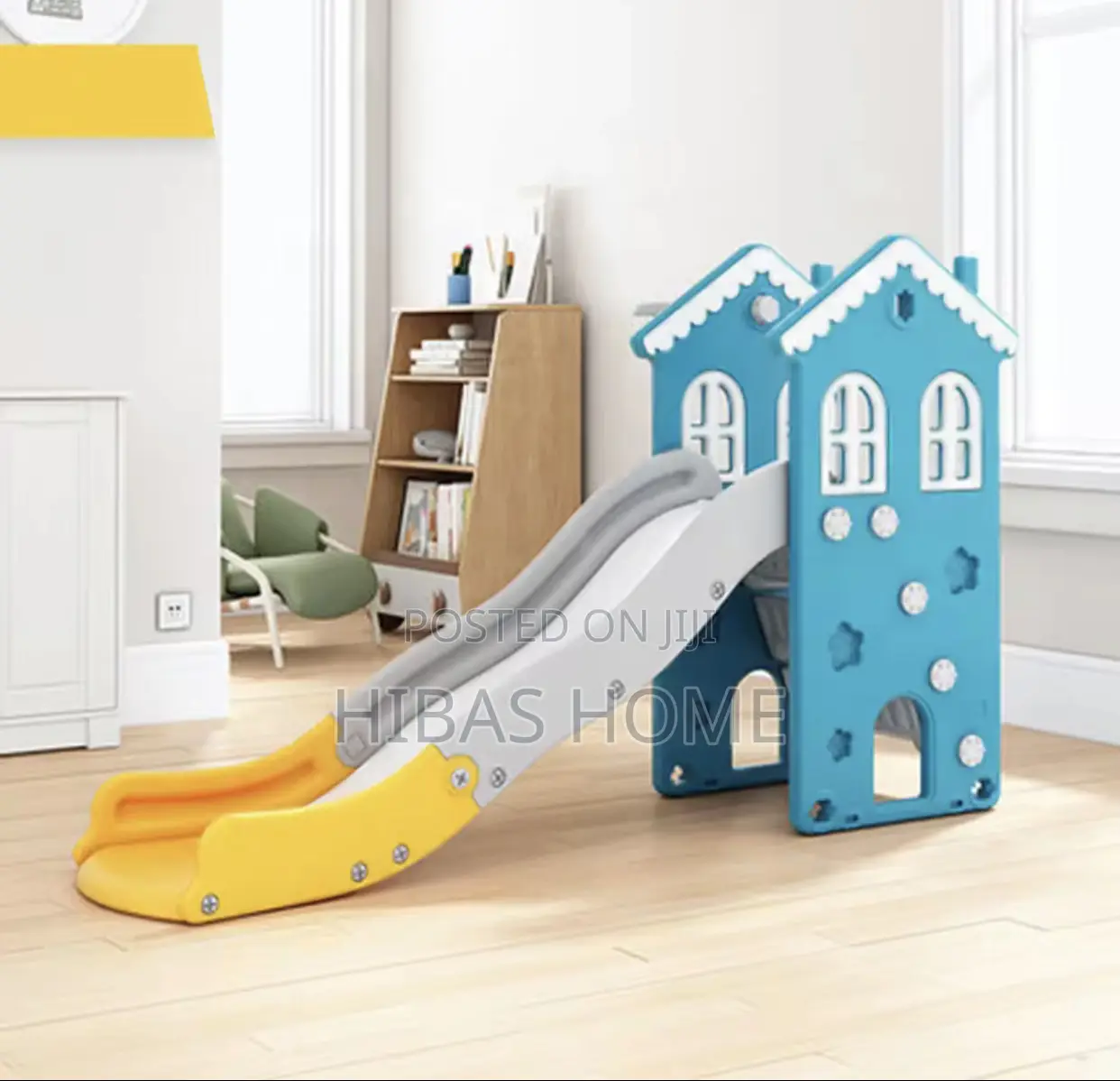 Kids House Shape Plastic Slide Basket Ball Hoop 180x78x105cm