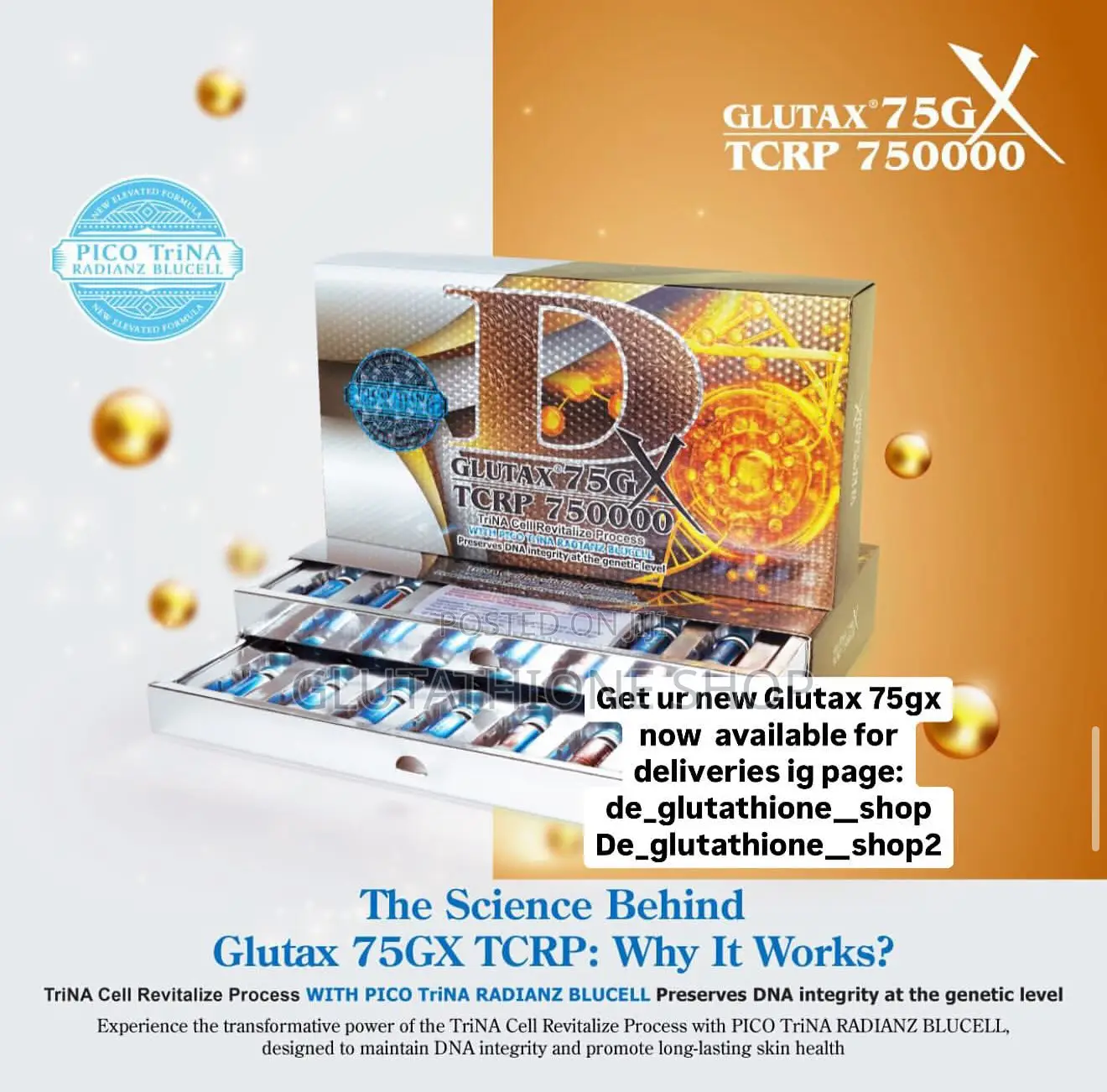 New Glutax 75GX DCRP 750000 DNA Cell Revitalize 14 Sessions