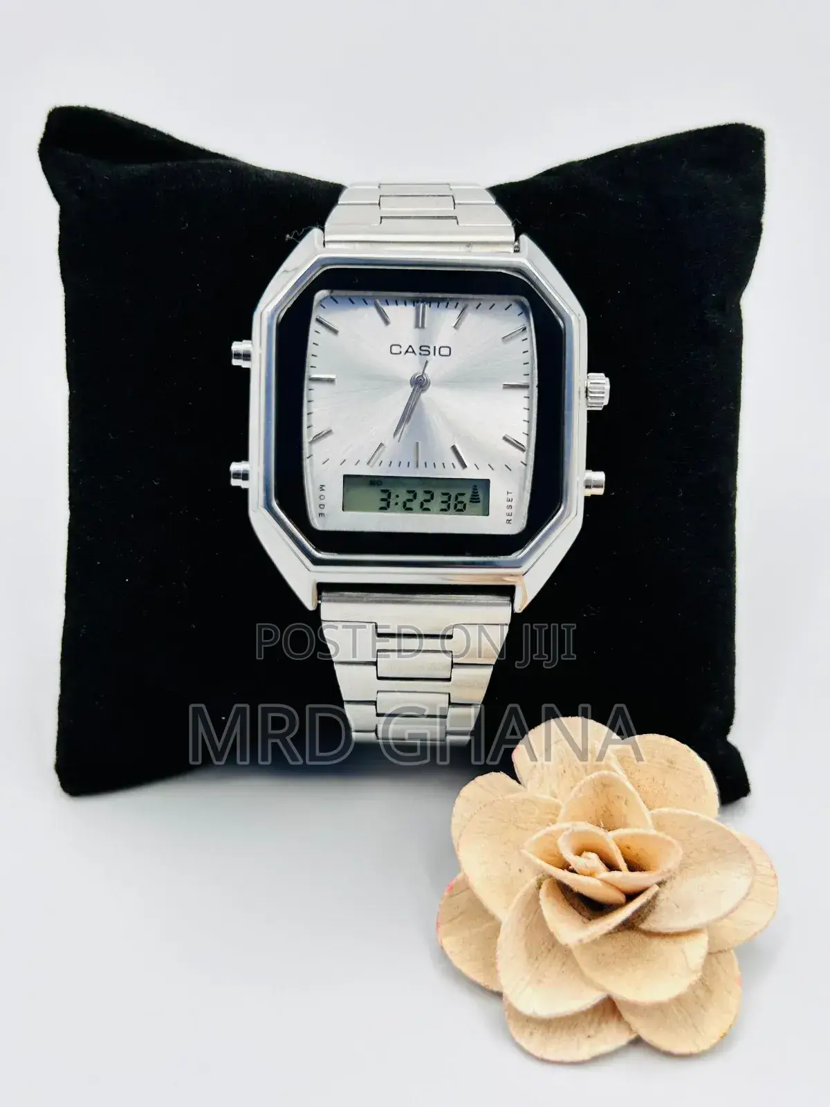 Silver Casio Analog and Digital Watch