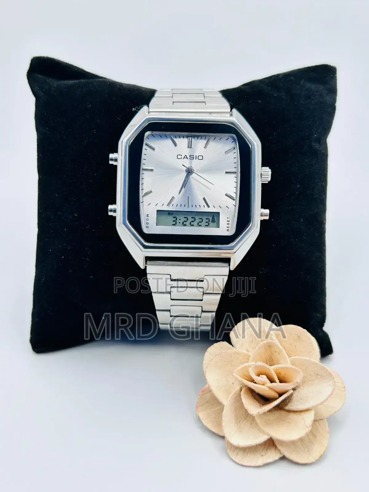 Silver Casio Analog and Digital Watch