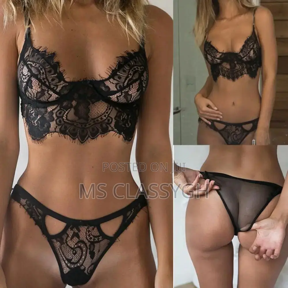 Lingerie Sexy Underwear Hollow Eyelashes Lace Bra and Panty