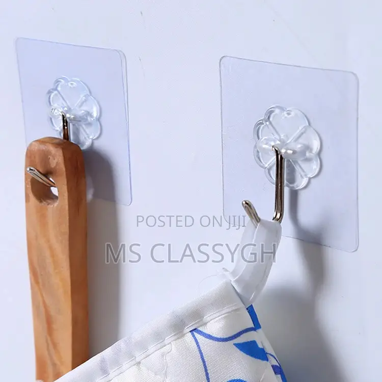 10pcs Transparent Door Back Adhesive Hook Kitchen Nail-free