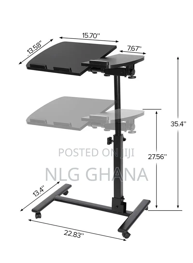Wood Panels Steel Frame Laptop Table With 4 Lockable Caste