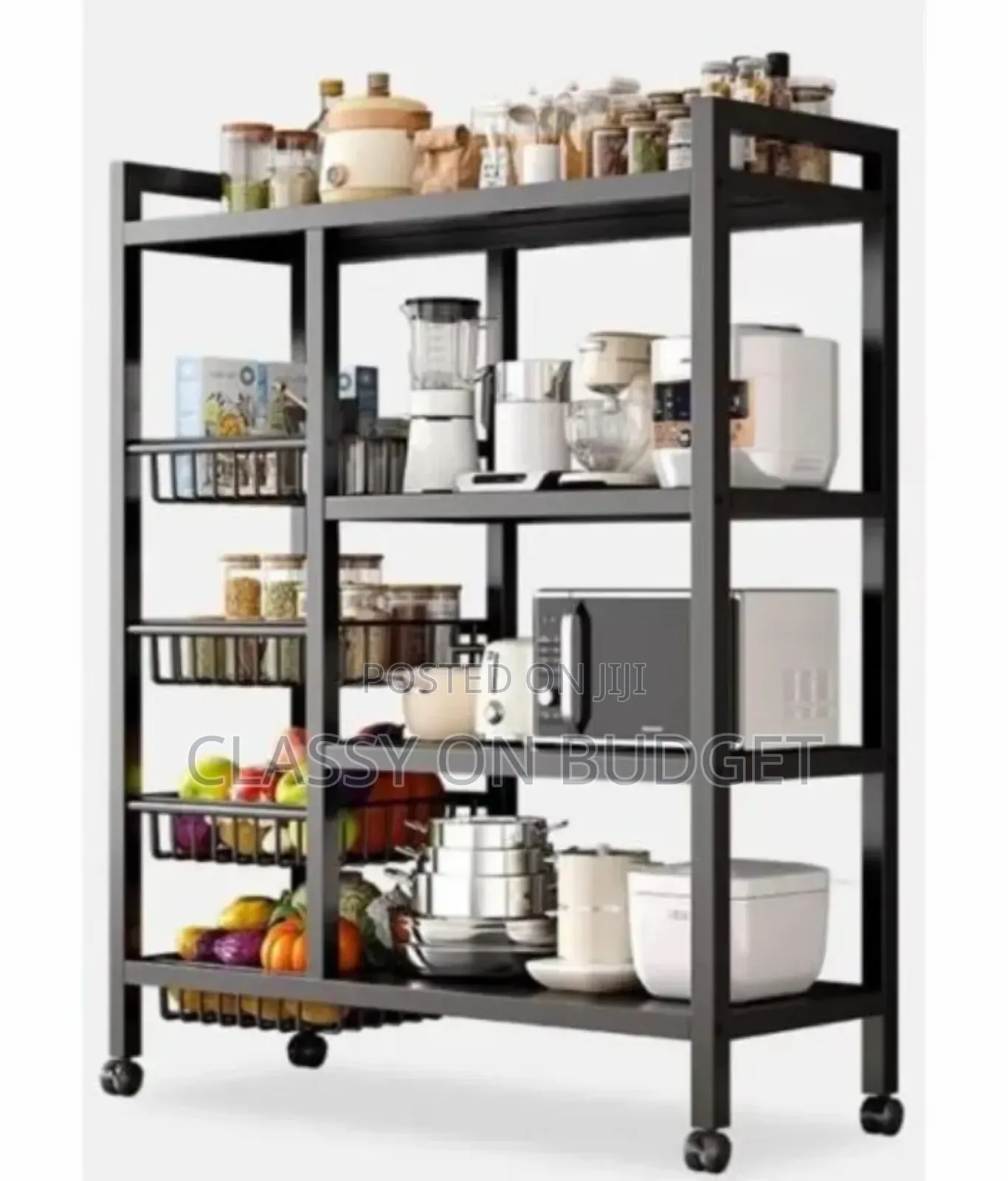 Multipurpose Standing Shelf/ Kitchen Rack With Side Basket