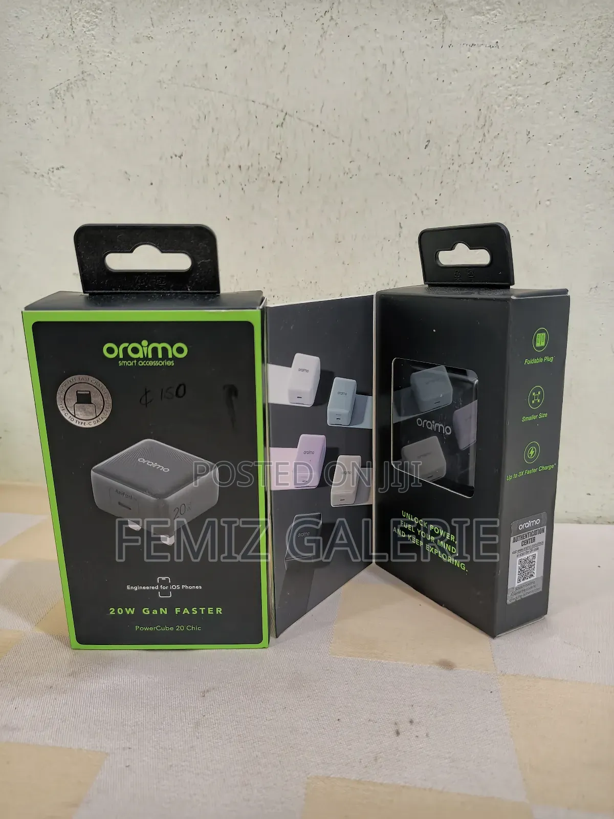 Oraimo 20w Powercube Charger + C-to-C/C-to-Lightning Cable
