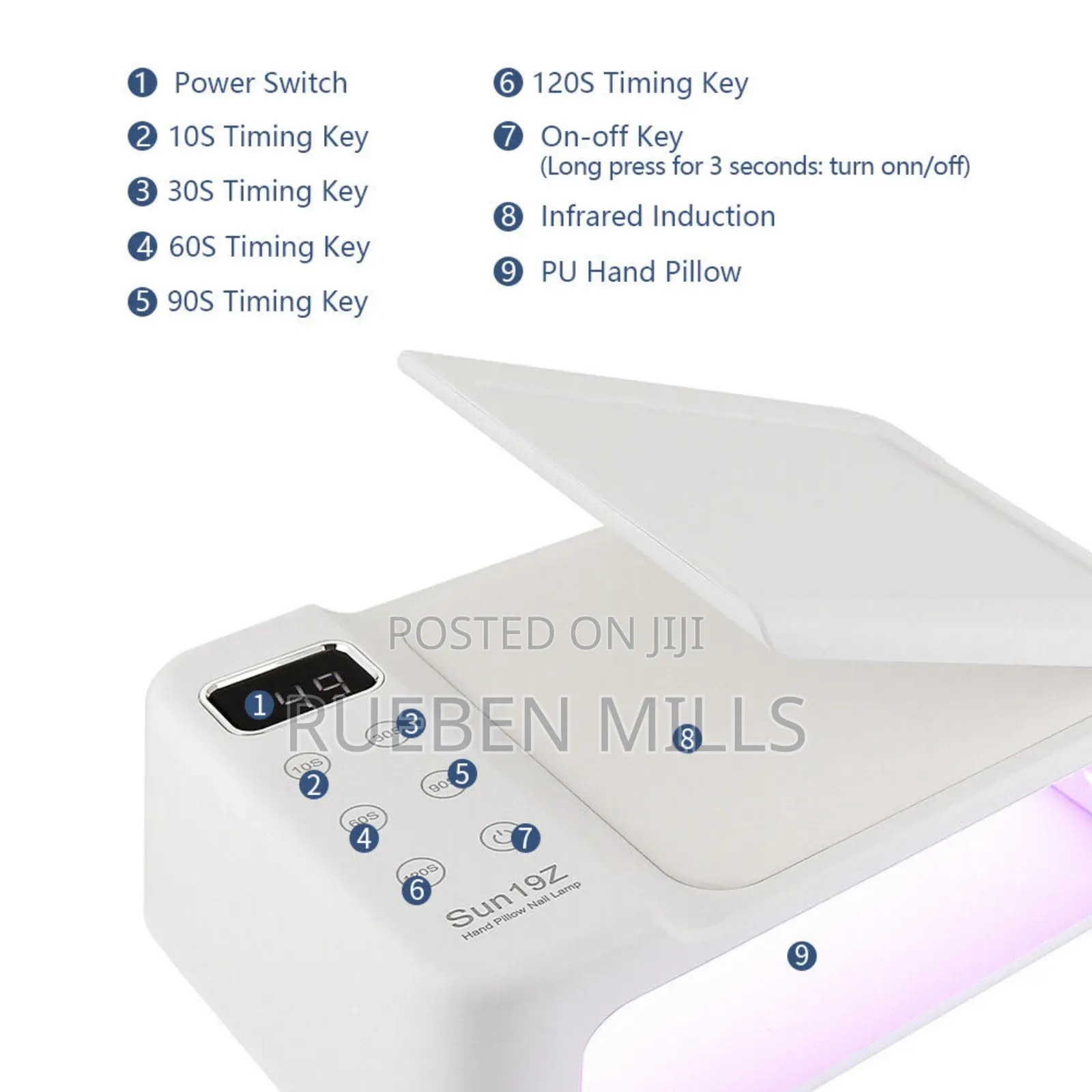 Large Space 3 in 1 UV LED Nail Dryer Lamp With Arm Rest