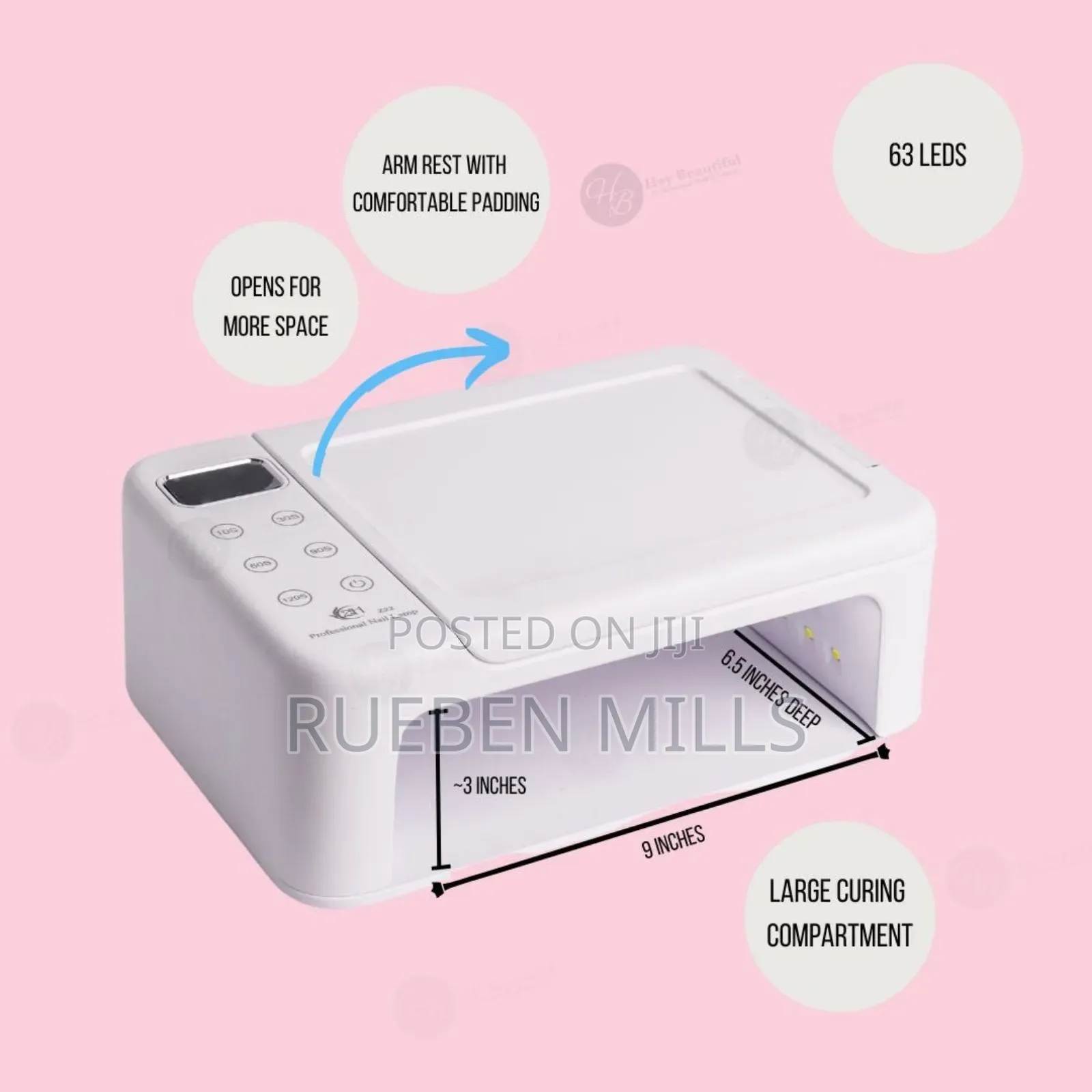 Large Space 3 in 1 UV LED Nail Dryer Lamp With Arm Rest