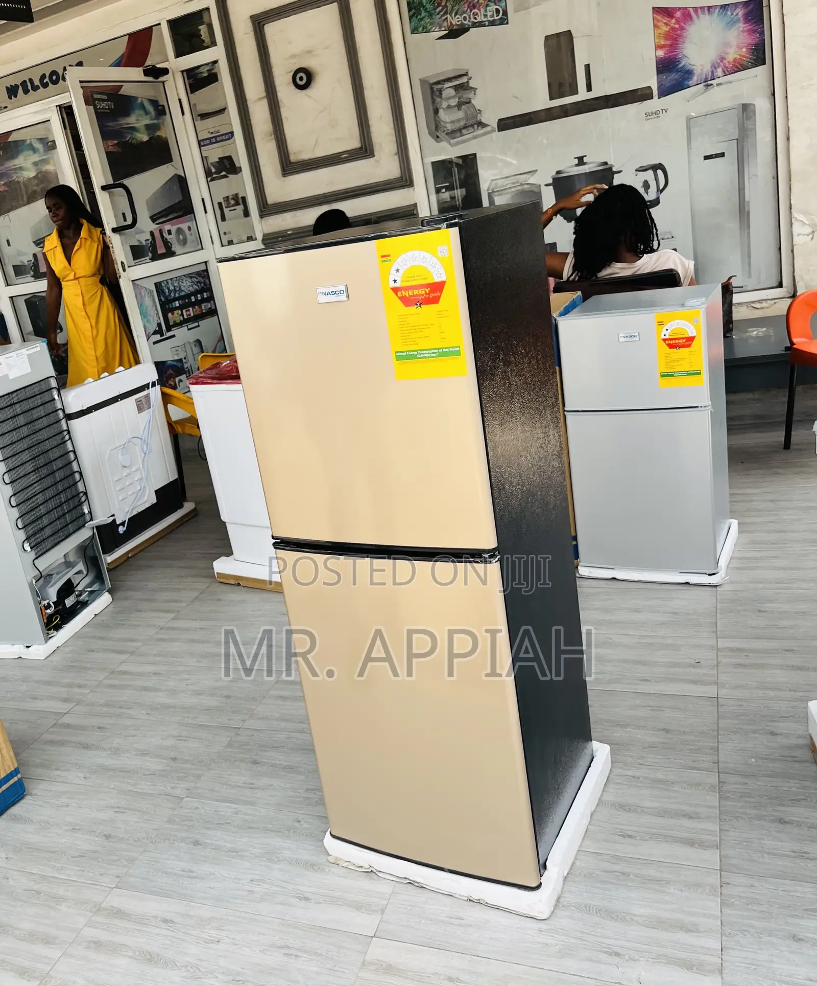 Elegant Gold Nasco D2-18fl Bottom Freezer Refrigerator.