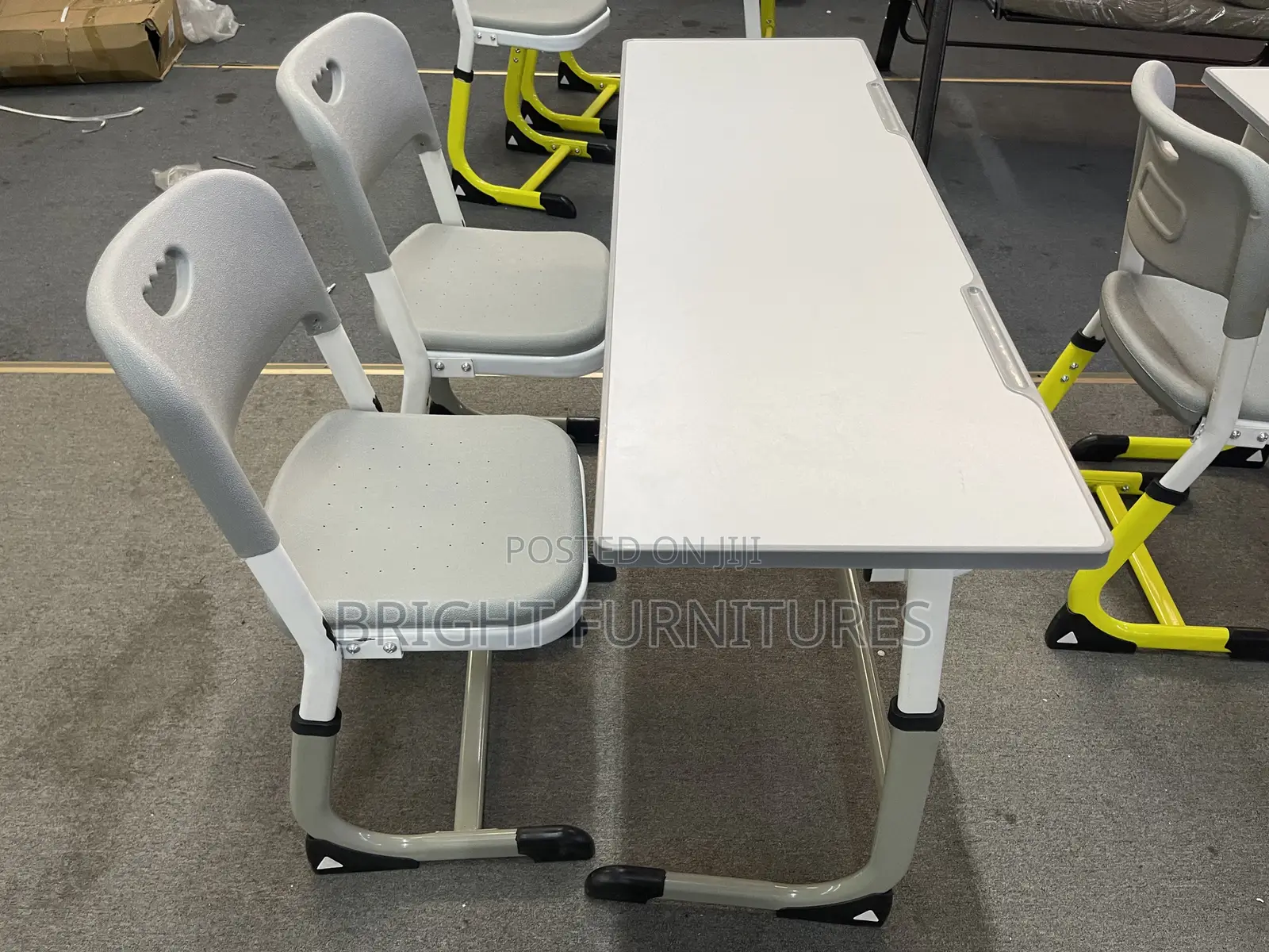 Morden Design High School Desk With Two Chairs Classroom Use