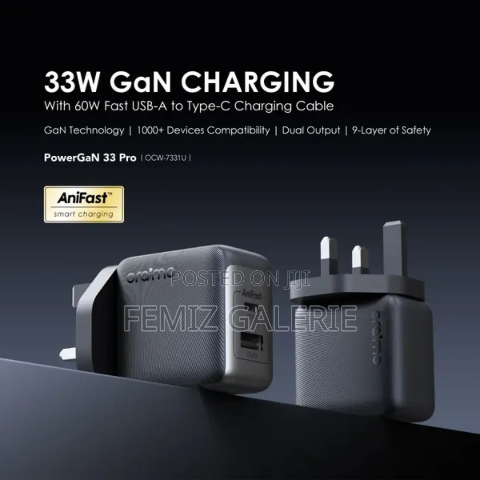 Oraimo Powergan 33 Pro 33w Gan Wall Charger